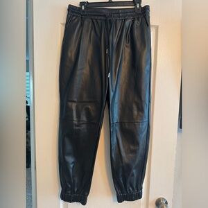 black leather sweatpants